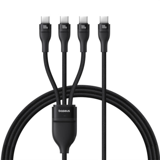 USB-C Opladerkabel - 3 x USB-C Baseus Flash Series III 3in1, 100W, 1.5m, Sort P10377503111-00