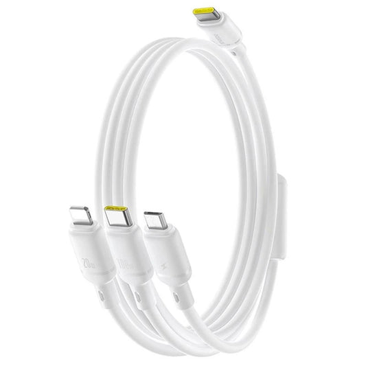 USB-C - Lightning / microUSB / USB-C Baseus Silky 3in1 opladerkabel, 100W, 1.5m, Hvid P10377706213-00