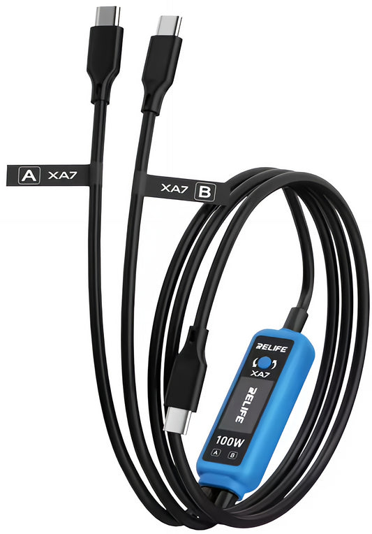 USB-C Opladningskabel - 2 x USB-C Relife XA7 Display, 100W, 1,33m, Sort