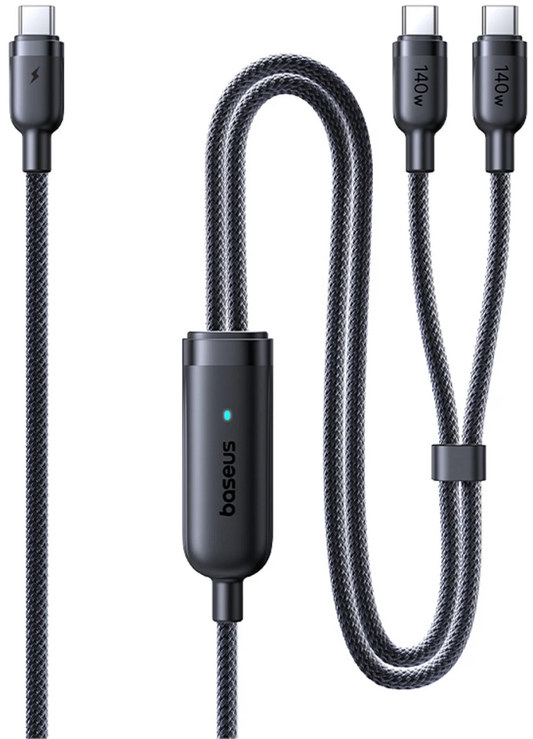 USB-C Opladningskabel - 2 x USB-C Baseus Flash 4 2in1, 140W, 1,5m, Sort E0426X00