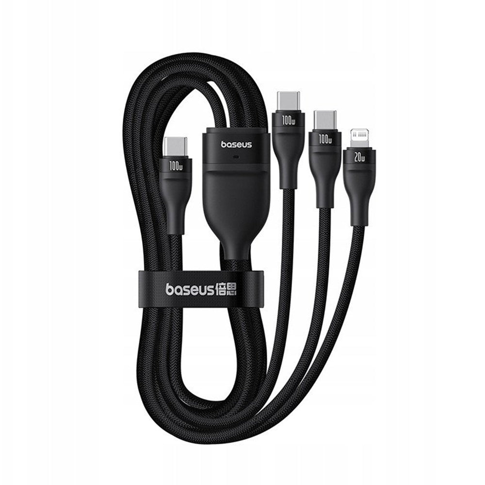 USB-C - Lightning opladerkabel / 2 x USB-C Baseus Flash Series III 3in1, 100W, 1.5m, Sort P10377502111-00