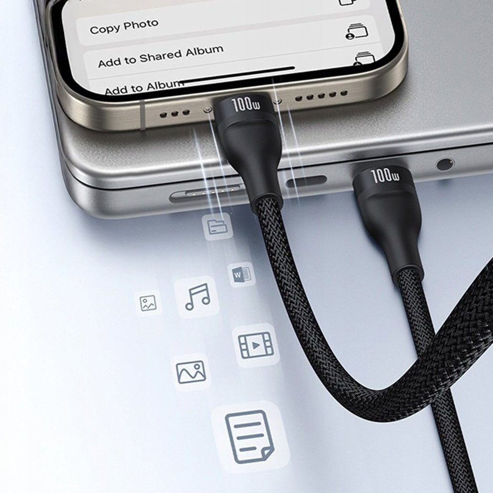 USB-C - Lightning opladerkabel / 2 x USB-C Baseus Flash Series III 3in1, 100W, 1.5m, Sort P10377502111-00