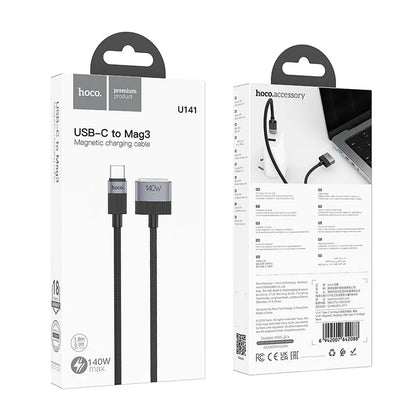 Opladerkabel HOCO U141, USB-C - MagSafe 3, 140W, 1,8m, Sort