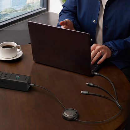 USB-C - Lightning / microUSB / USB-C Baseus Free2Draw Retractable opladerkabel, 100W, 1.1m, Sort P10368700111-04