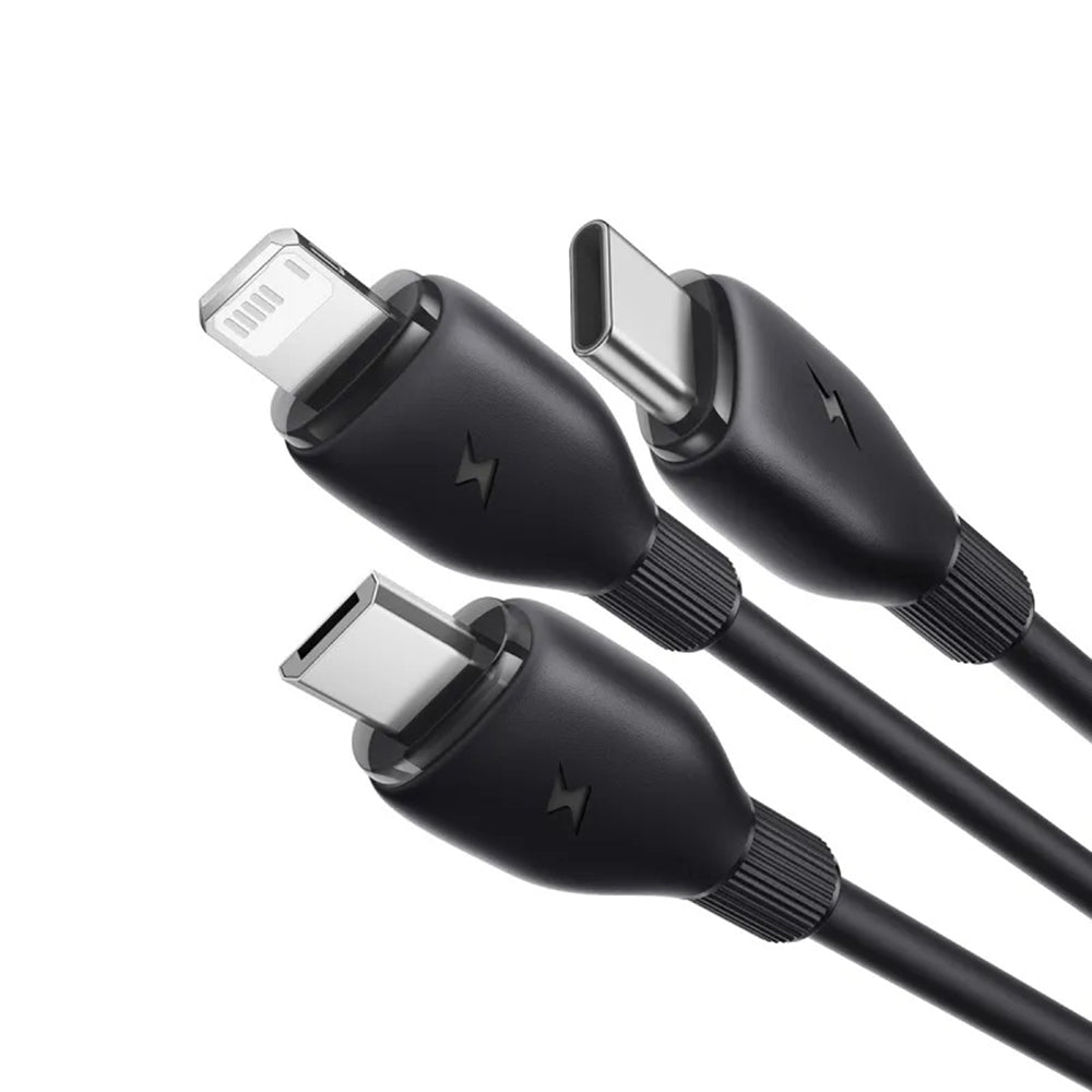 USB-C - Lightning / microUSB / USB-C Baseus Ultra Fast 3in1 opladerkabel, 20W, 0.8m, Sort P10377501111-00