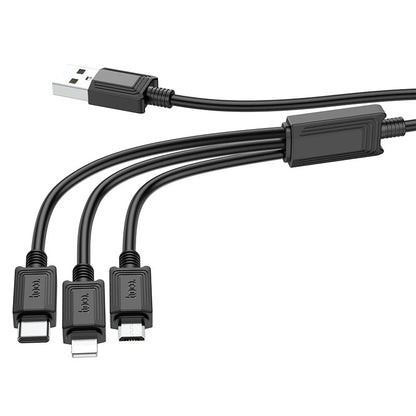 Opladerkabel USB-A - Lightning / microUSB / USB-C HOCO X74 3in1, 18W, 1m, Sort