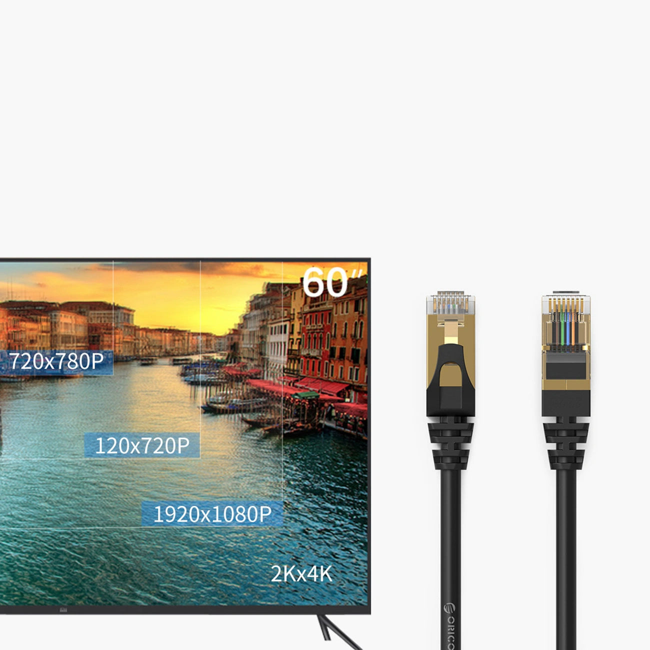 Orico PUG-C7 netværkskabel, UTP, Cat7, 0,5m, sort