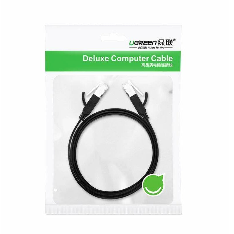 UGREEN Netværkskabel NW101 Flad, UTP, Cat6, 1m, Sort 