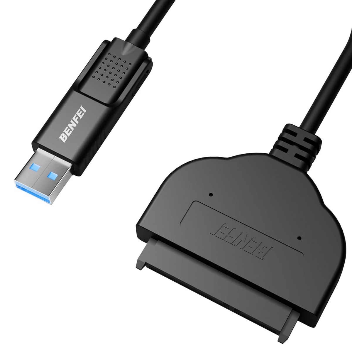Benfei SATA-kabel, USB-A 3.0 / USB-C - SATA III, 0,27 m, Sort
