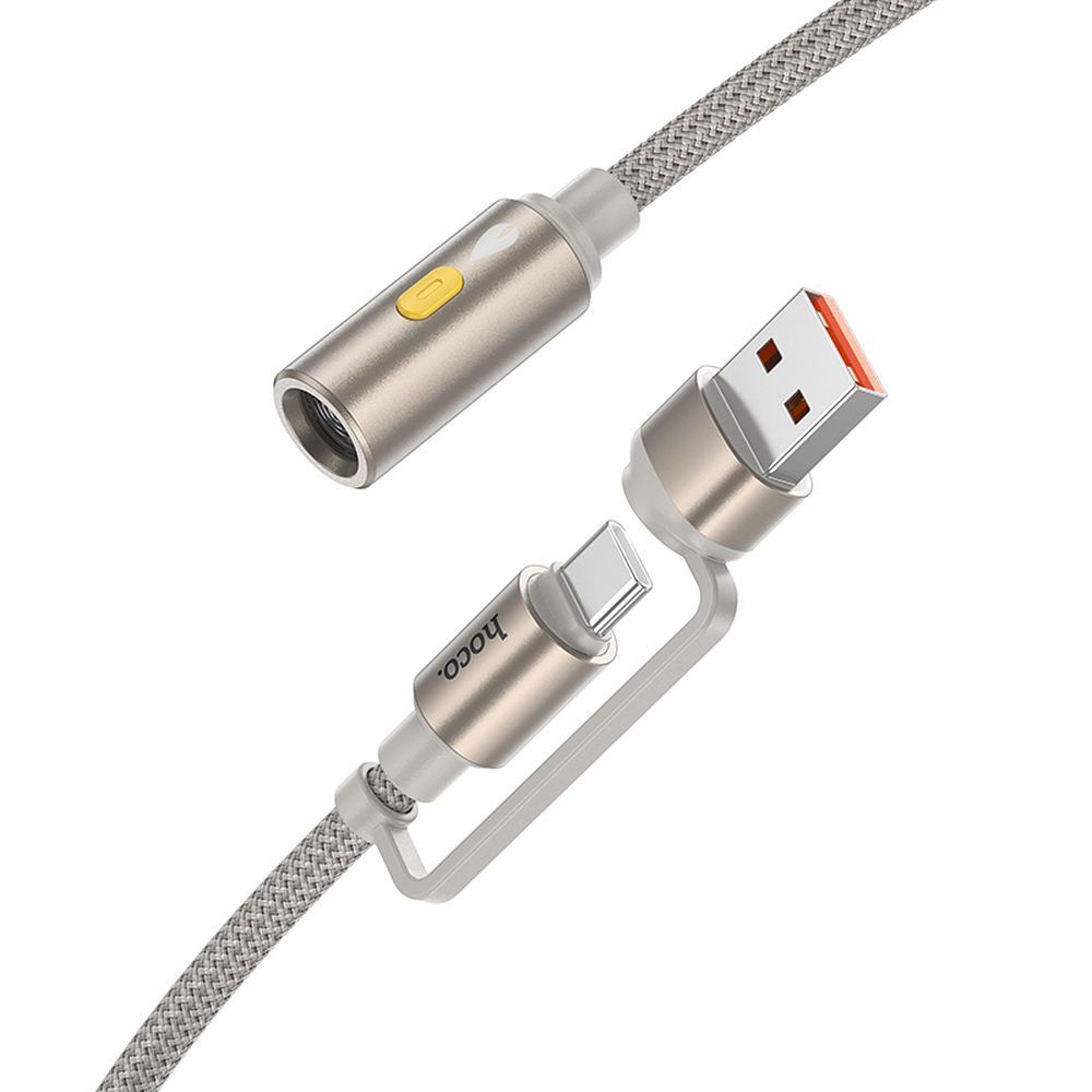 Elektrisk lighter HOCO UA38B, USB-C / USB-A, 0,3m, Guld