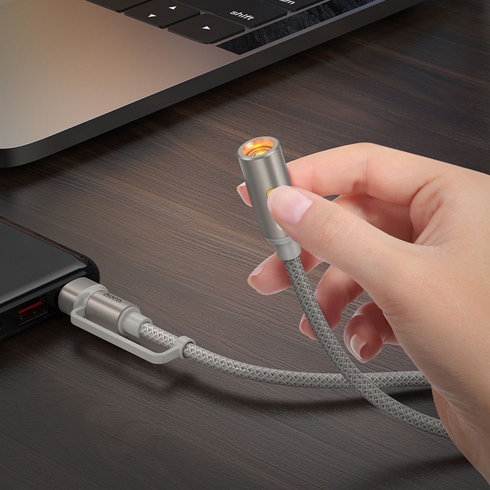 Elektrisk lighter HOCO UA38B, USB-C / USB-A, 0,3m, Guld
