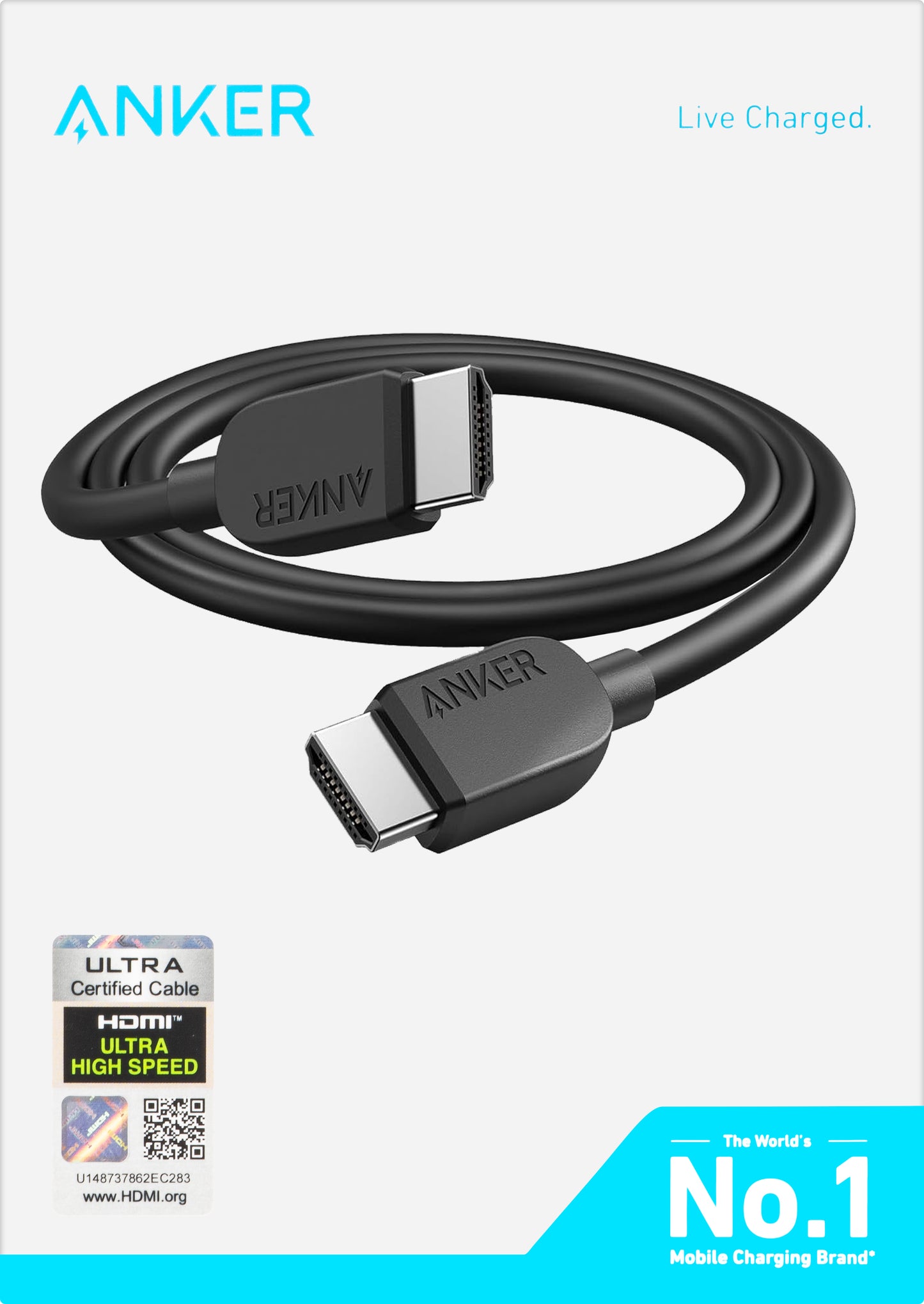 Anker Video Kabel, HDMI - HDMI, 8K, 1.8m, Sort A8742011