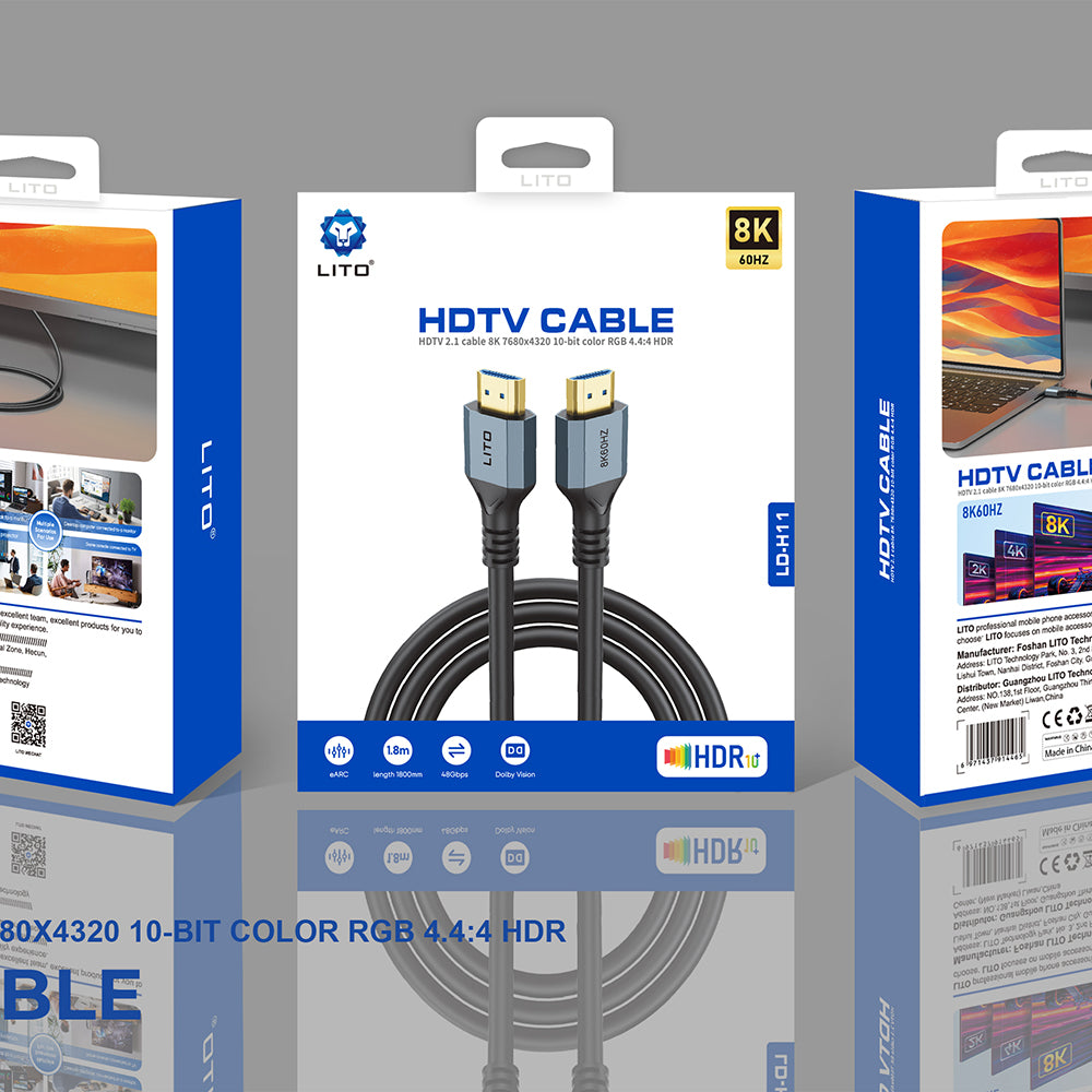 Lito HD119 Videokabel, HDMI - HDMI, 8K, 1,8m, Sort