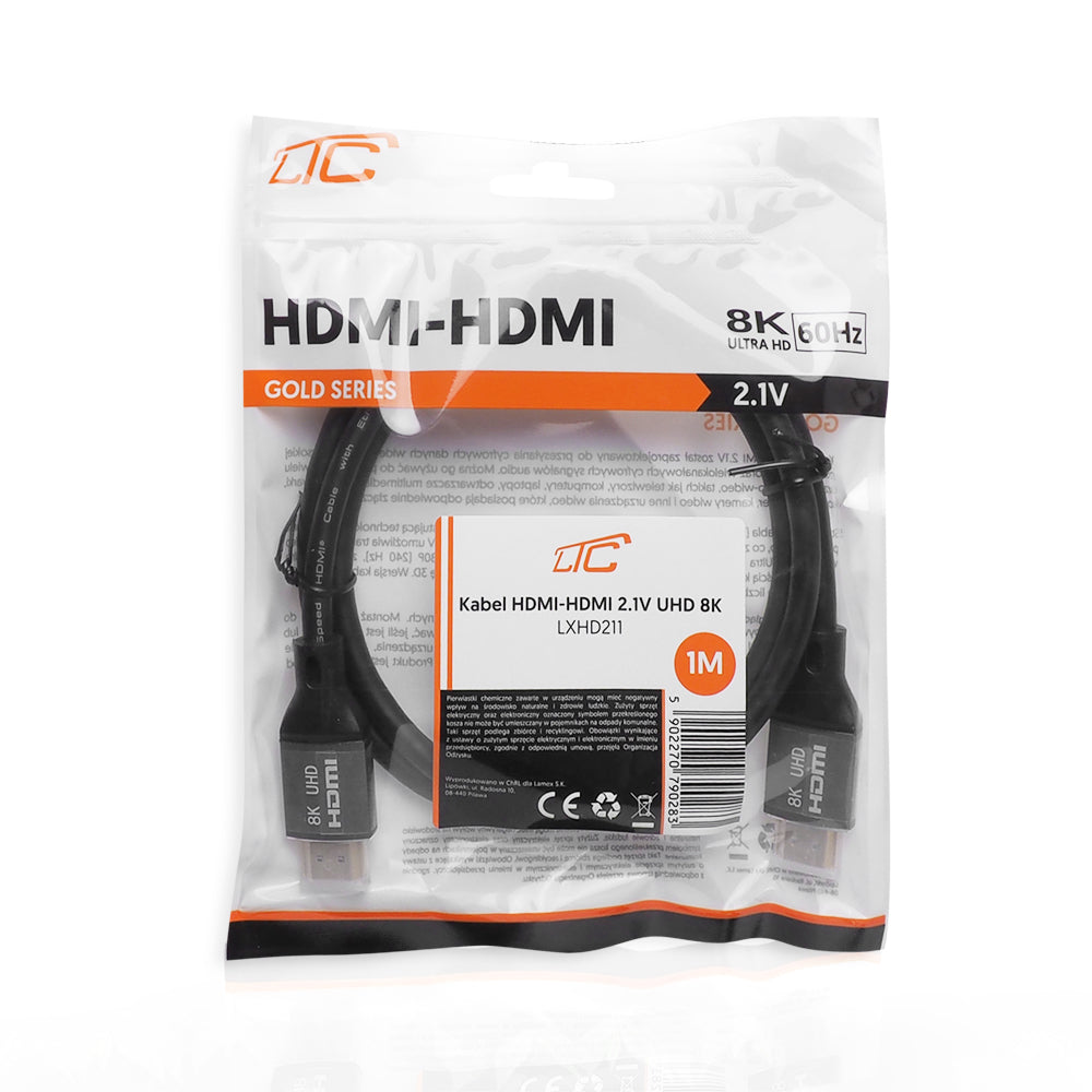 LTC Gold Video Kabel, HDMI - HDMI, 8K, 1m, Sort