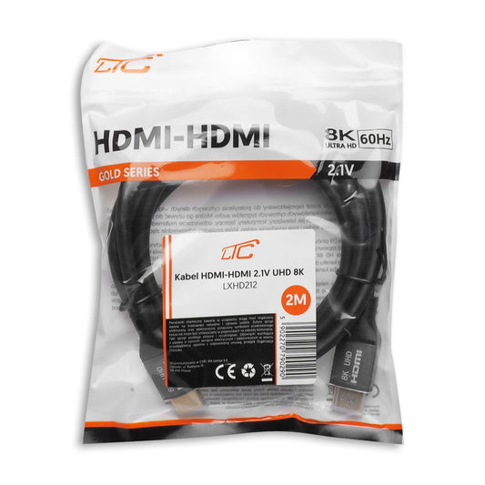 LTC Gold Video Kabel, HDMI - HDMI, 8K, 2m, Sort