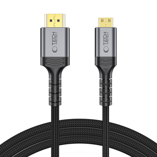 Tech-Protect Ultraboost 2 videokabel, miniHDMI - HDMI, 8K, 2m, sort