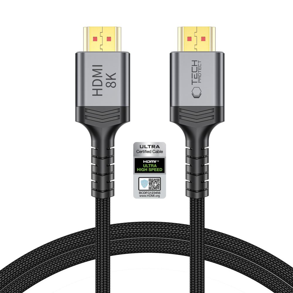 Tech-Protect Ultraboost 2 Videokabel, HDMI - HDMI, 8K, 1m, Sort