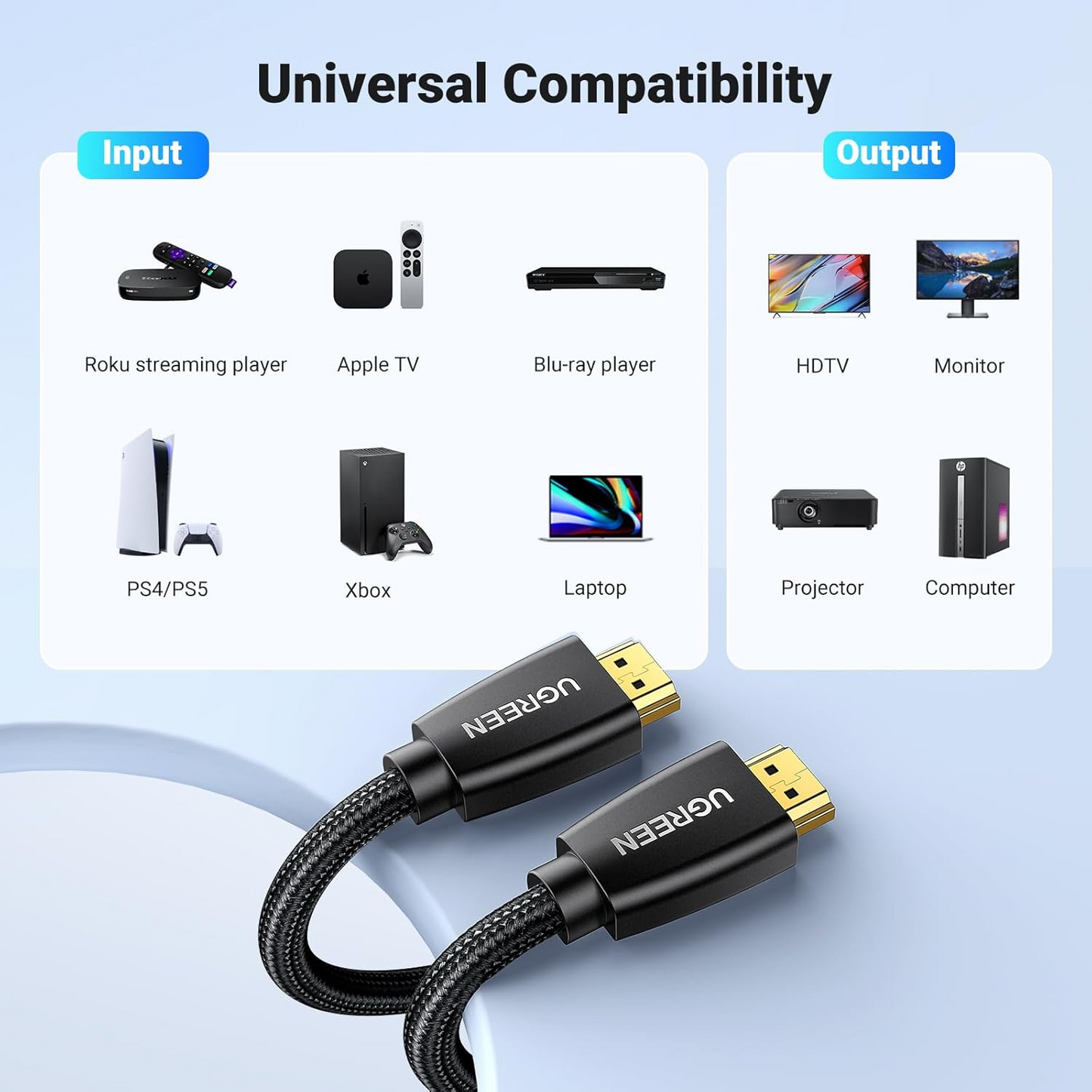 UGREEN HD118 Videokabel, HDMI - HDMI, 4K, 1,5 m, Sort