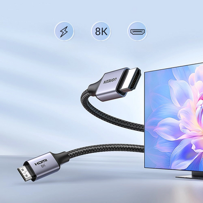 Video kabel UGREEN HD163, miniHDMI - HDMI, 8K, 2m, Grå