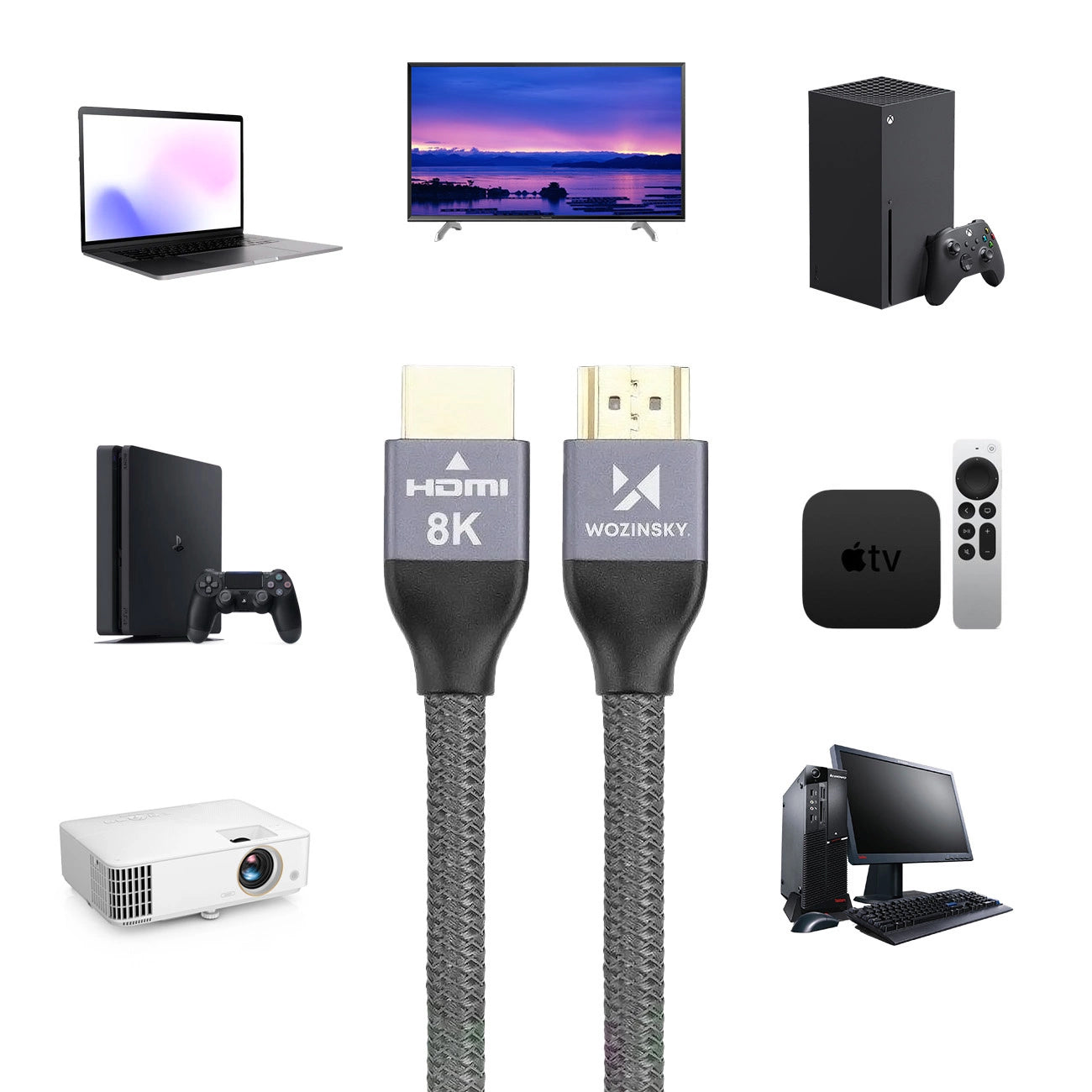 WZK Ultraboost-videokabel, HDMI - HDMI, 8K, 3 m, grå WHDMI-30 WHDMI-30 