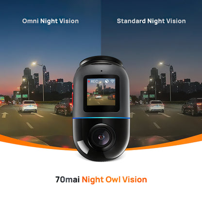 Bil Kamera 70mai Dash Cam Omni 360 X200, 1080P, 64Gb, Wi-Fi, GPS, AI, Stemmekontrol, Display 1.2inch X200-64-BK