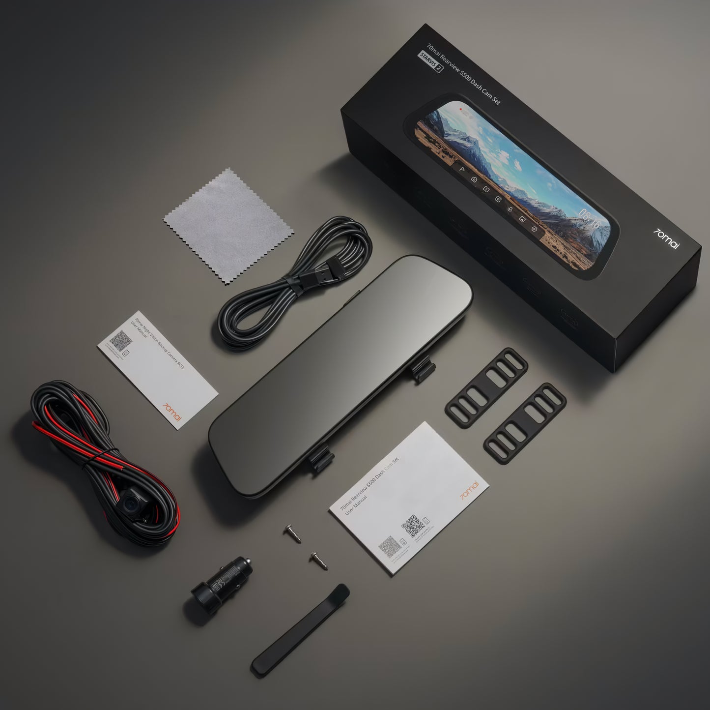 Bil Kamera Foran Bag 70mai Dash Cam S500, 3K, Wi-Fi, Skærm 9.35 tommer