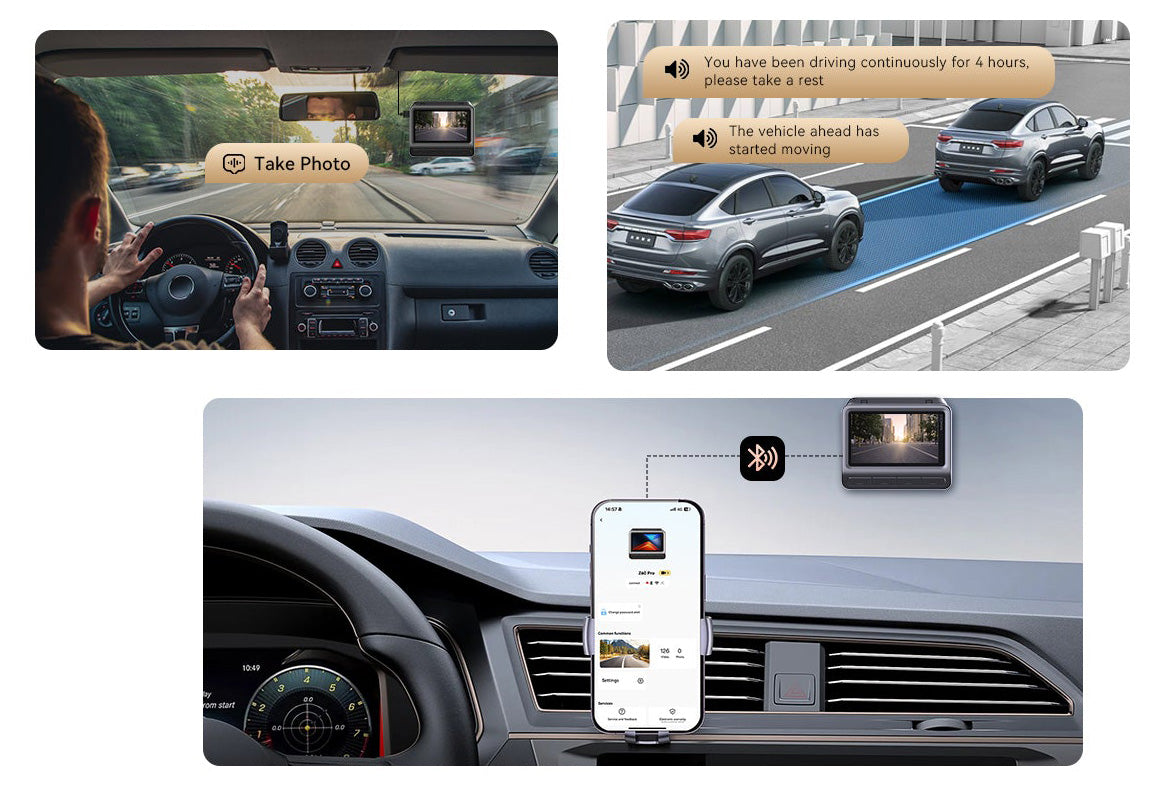 For- og bagkamera til bil DDPAI Z60 Pro 4G, 4K, Wi-Fi, GPS, 3-tommer skærm