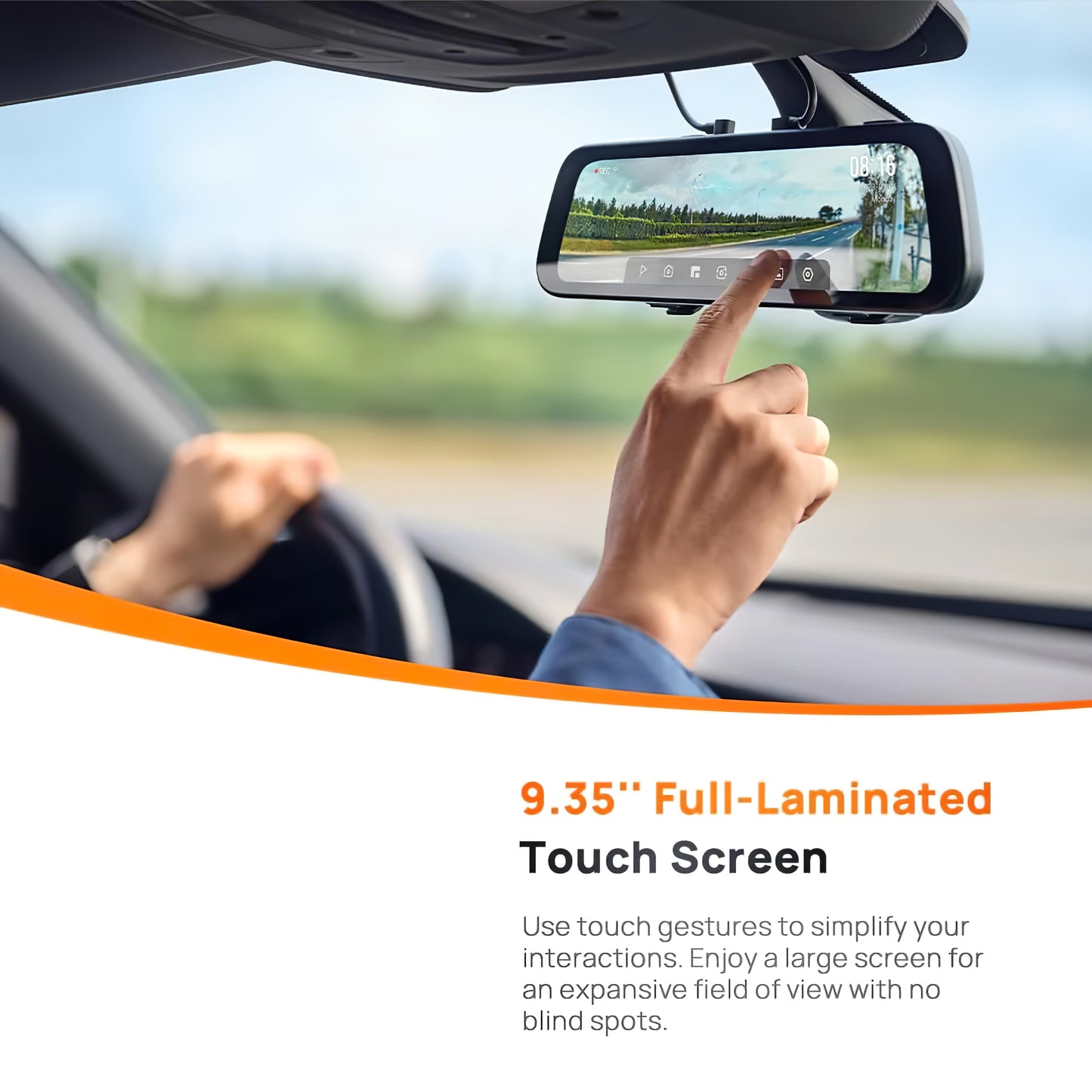 Bil Kamera Foran Bag 70mai Dash Cam S500, 3K, Wi-Fi, Skærm 9.35 tommer