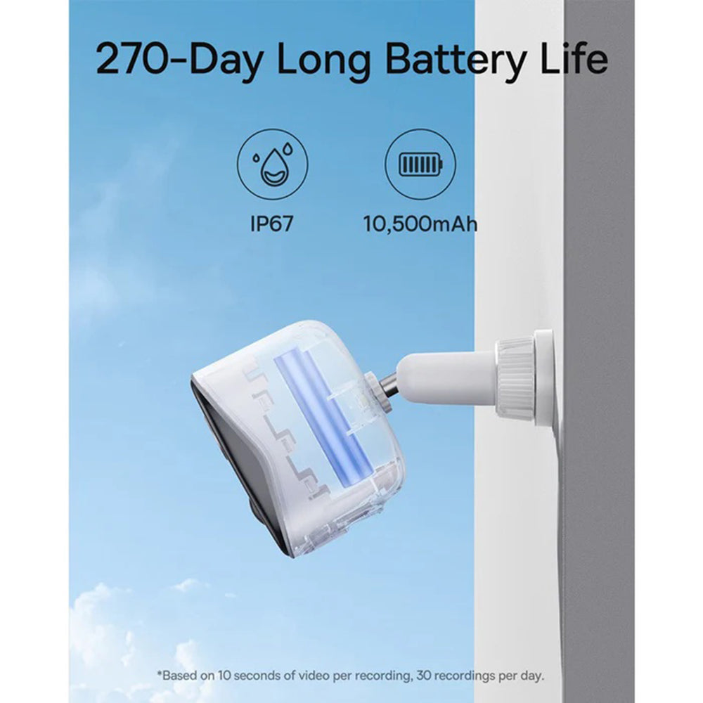 Overvågningskamera Baseus N1 Plus, Wi-Fi, 2K, IP67, Udendørs, Hvid S0TV022132