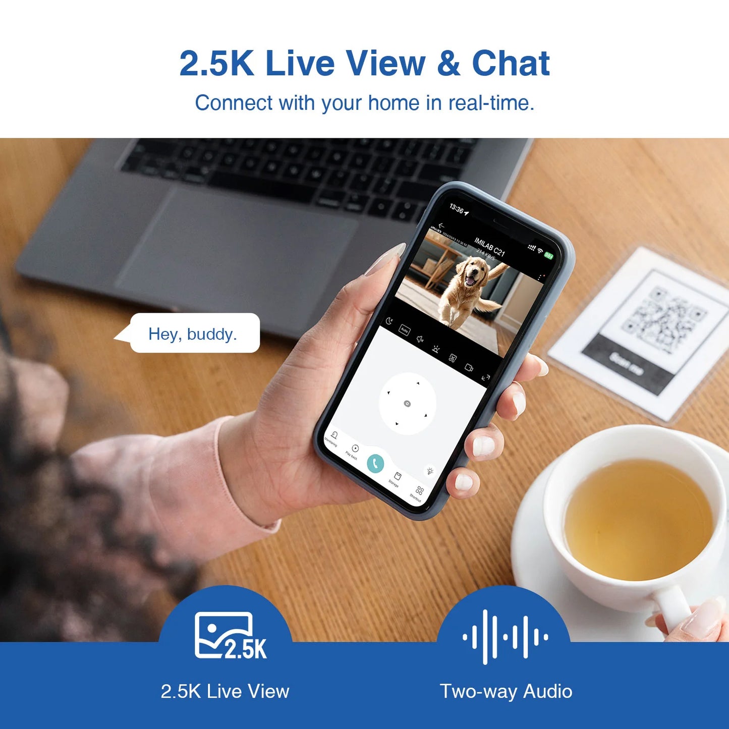 Overvågningskamera iMILAB C21 MI, Wi-Fi, 2.5K, Indendørs
