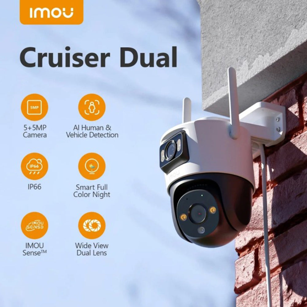 Overvågningskamera Imou Cruiser Dual, Wi-Fi, 2.8K + 2K, IP66, Udendørs, Hvid IPC-S7XP-8M0WED-0360B