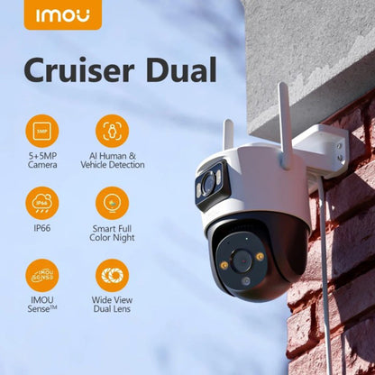Overvågningskamera Imou Cruiser Dual, Wi-Fi, 2.8K + 2K, IP66, Udendørs, Hvid IPC-S7XP-8M0WED-0360B