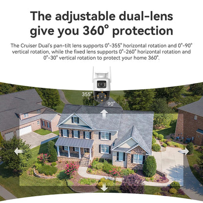 Overvågningskamera Imou Cruiser Dual, Wi-Fi, 2.8K + 2K, IP66, Udendørs, Hvid IPC-S7XP-8M0WED-0360B