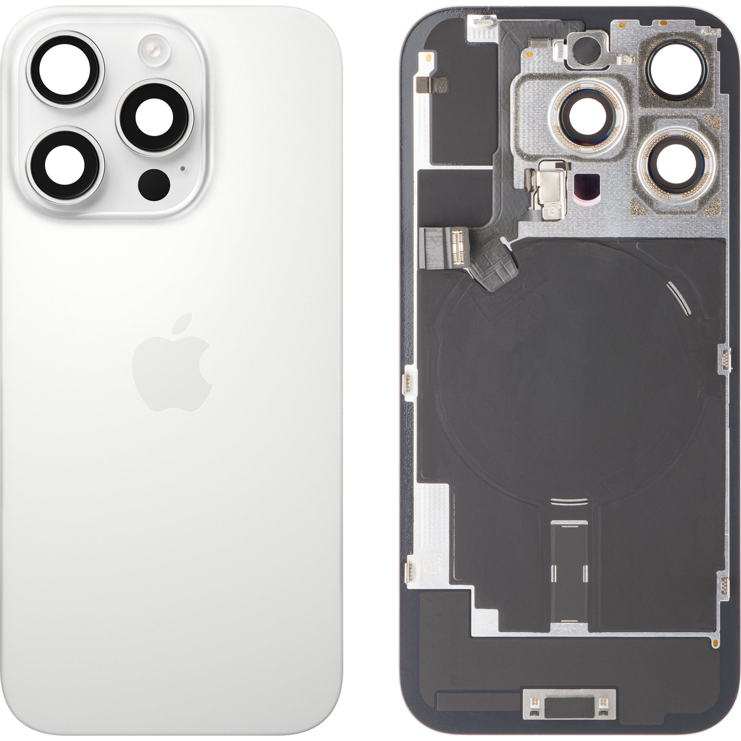 Batteridæksel Apple iPhone 16 Pro, Hvid (White Titanium), Swap