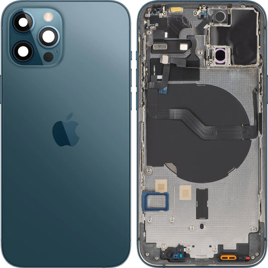 Batteridæksel Apple iPhone 12 Pro, Med Midterkabinet, Blå (Pacific Blue), Swap