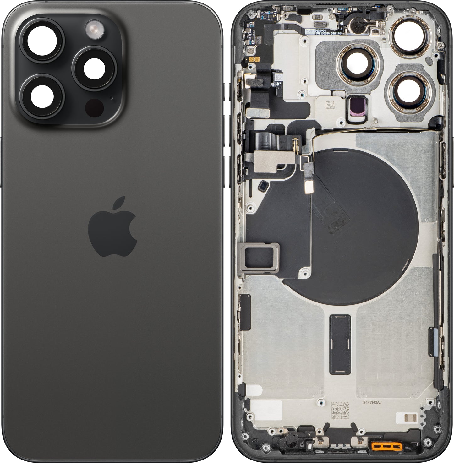 Batteridæksel Apple iPhone 15 Pro Max, Med Midterkabinet, Sort (Black Titanium), Swap