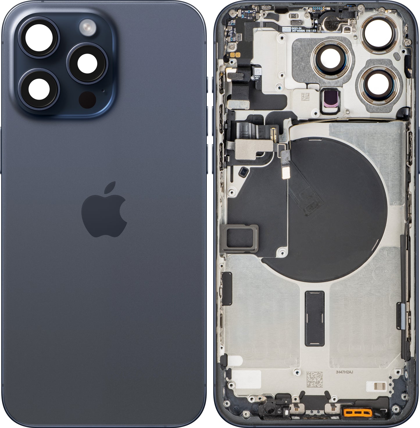 Batteridæksel Apple iPhone 15 Pro Max, Med Midterkabinet, Blå (Blue Titanium), Swap