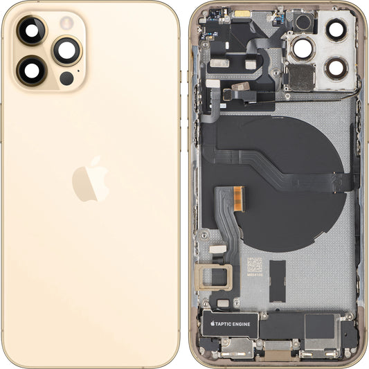 Batteridæksel Apple iPhone 12 Pro, Med Midterkabinet, Fulde Dele, Guld, Swap