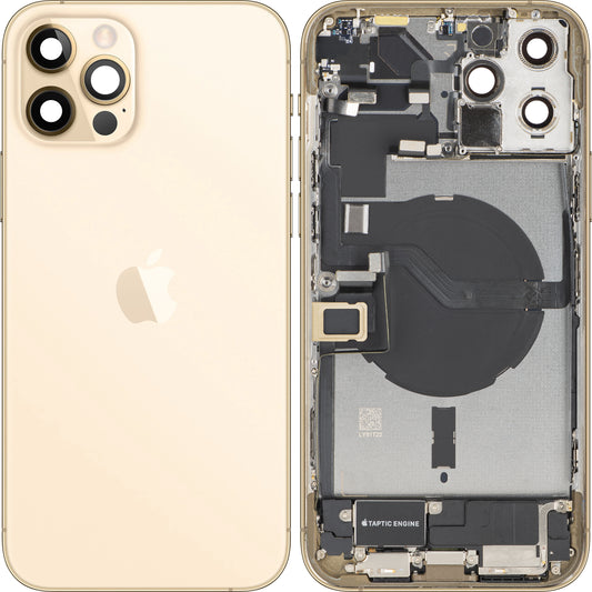 Batteridæksel Apple iPhone 12 Pro Max, Med Midterkabinet, Fulde Dele, Guld, Swap