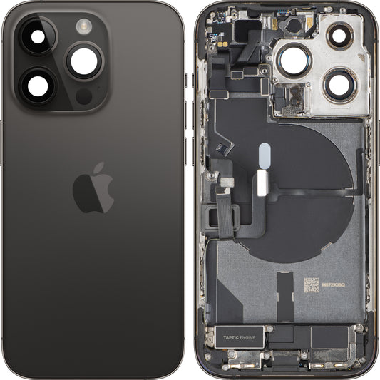 Apple iPhone 14 Pro Battery Cover, With Middle Frame, Full Parts, Black (Space Black), Swap