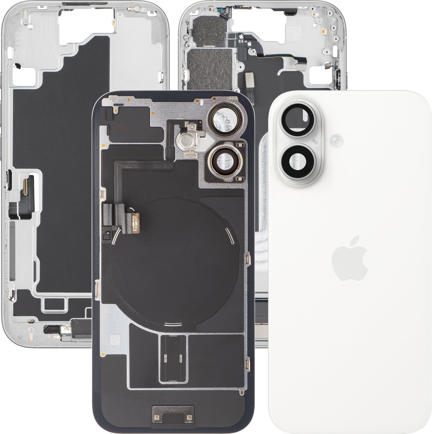 Batteridæksel Apple iPhone 16, Med Midterkabinet, Fulde Dele, Hvid, Swap