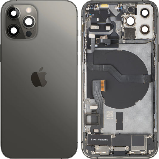 Batteridæksel Apple iPhone 12 Pro, Med Midterkabinet, Fulde Dele, Grå (Graphite), Swap