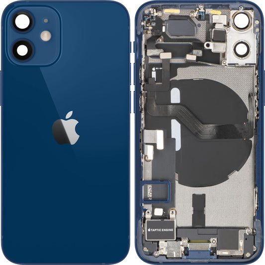Batteridæksel Apple iPhone 12 mini, Med Midterkabinet, Fulde Dele, Blå, Swap