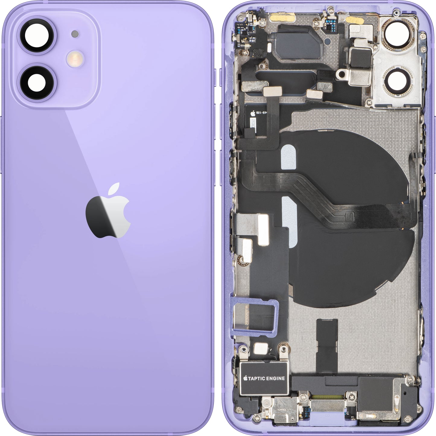 Batteridæksel Apple iPhone 12 mini, Med Midterkabinet, Fulde Dele, Lilla, Swap