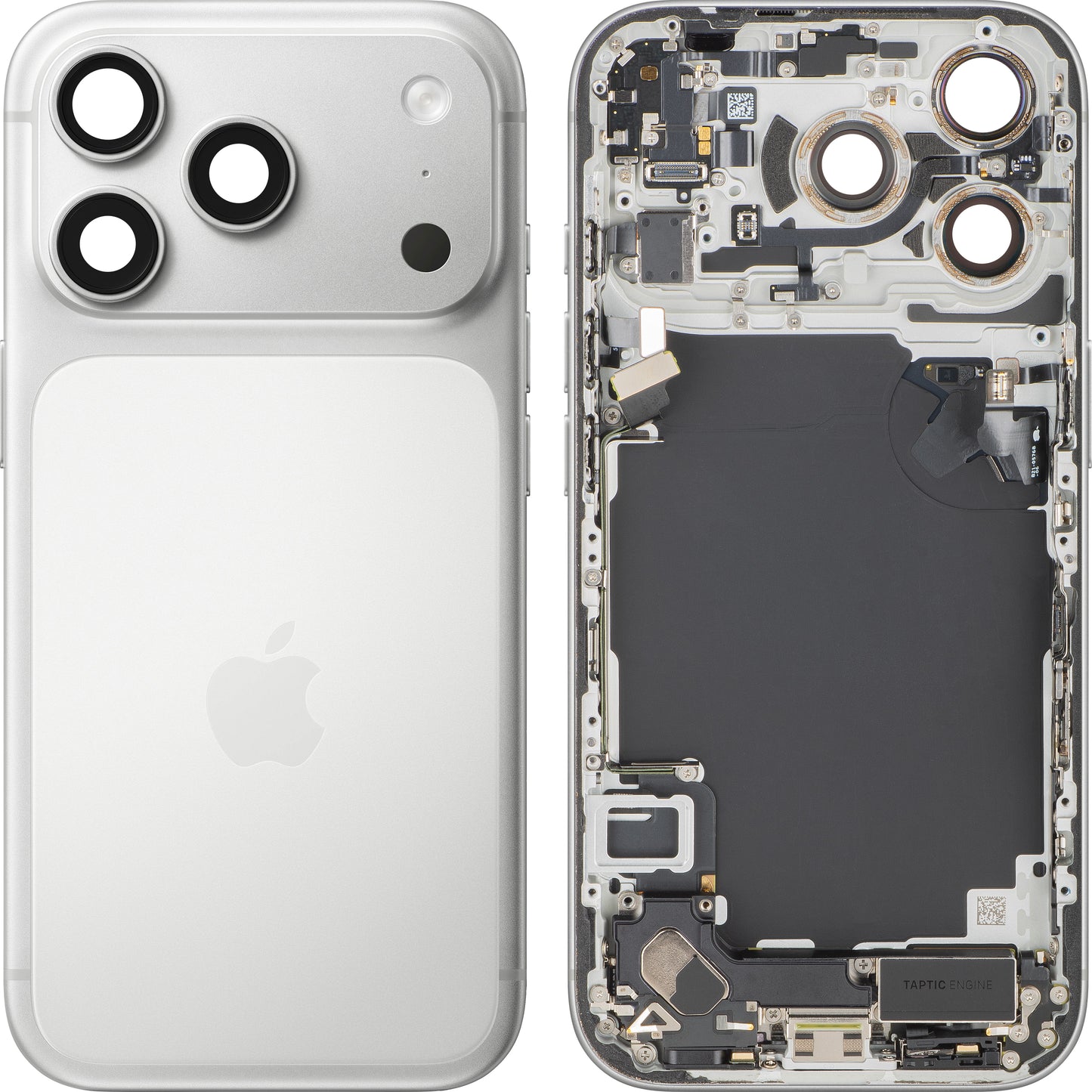 Batteridæksel Apple iPhone 17 Pro, Med Midterkabinet, Fulde Dele, Sølv, Swap
