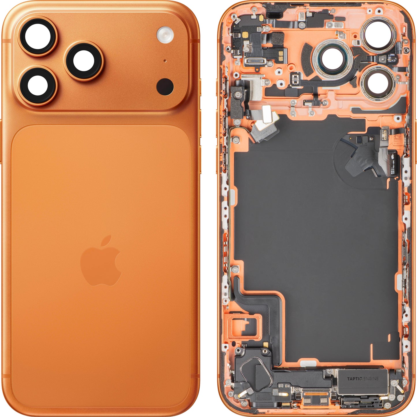Batteridæksel Apple iPhone 17 Pro Max, Med Midterkabinet, Fulde Dele, Orange (Cosmic Orange), Swap