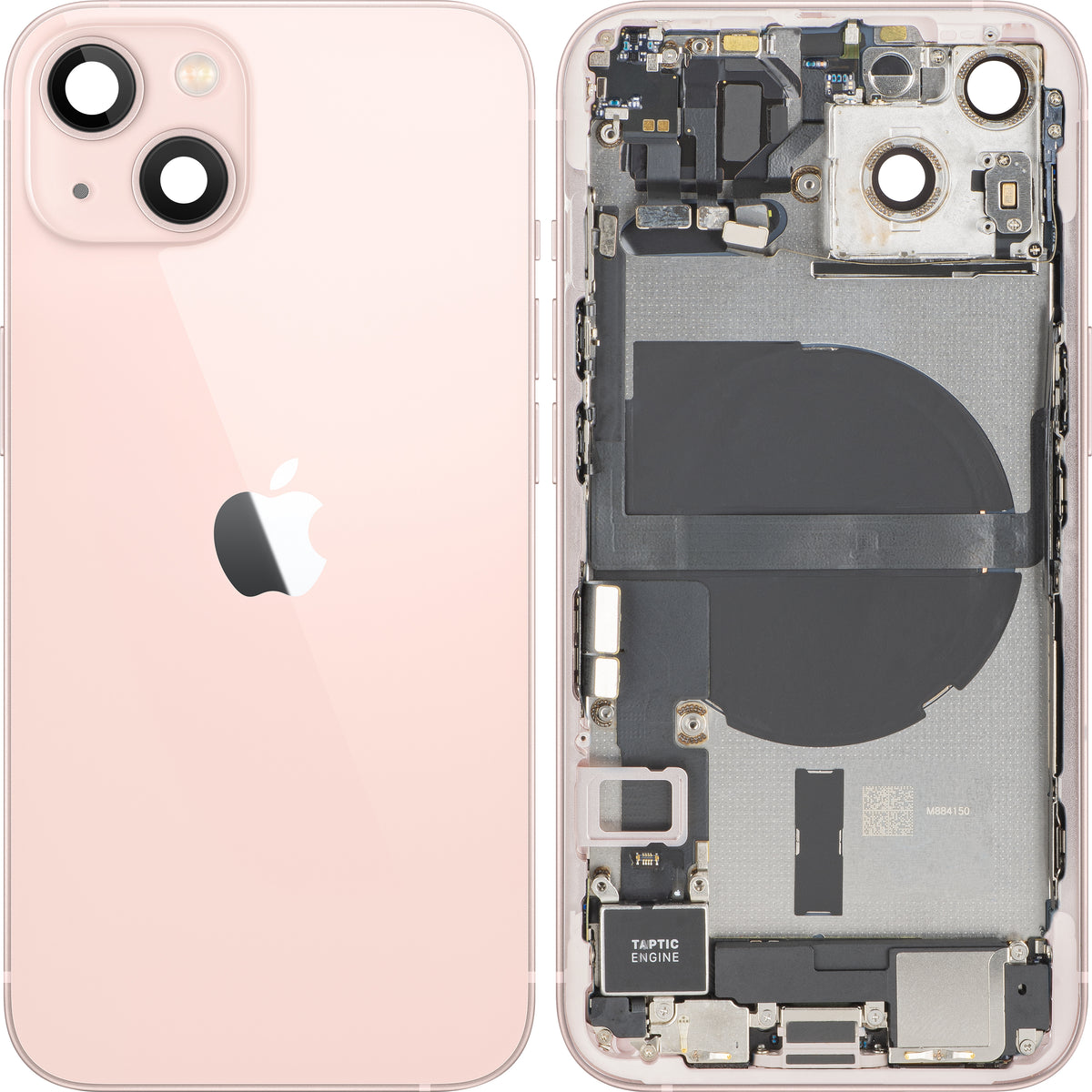 Batteridæksel Apple iPhone 13, med midterhus, komplette dele, pink, premium swap