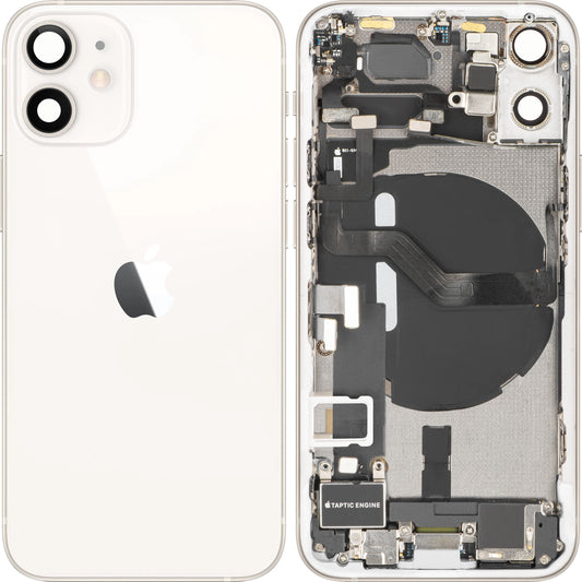 Batteridæksel Apple iPhone 12 mini, med midterhus, komplette dele, hvid, swap