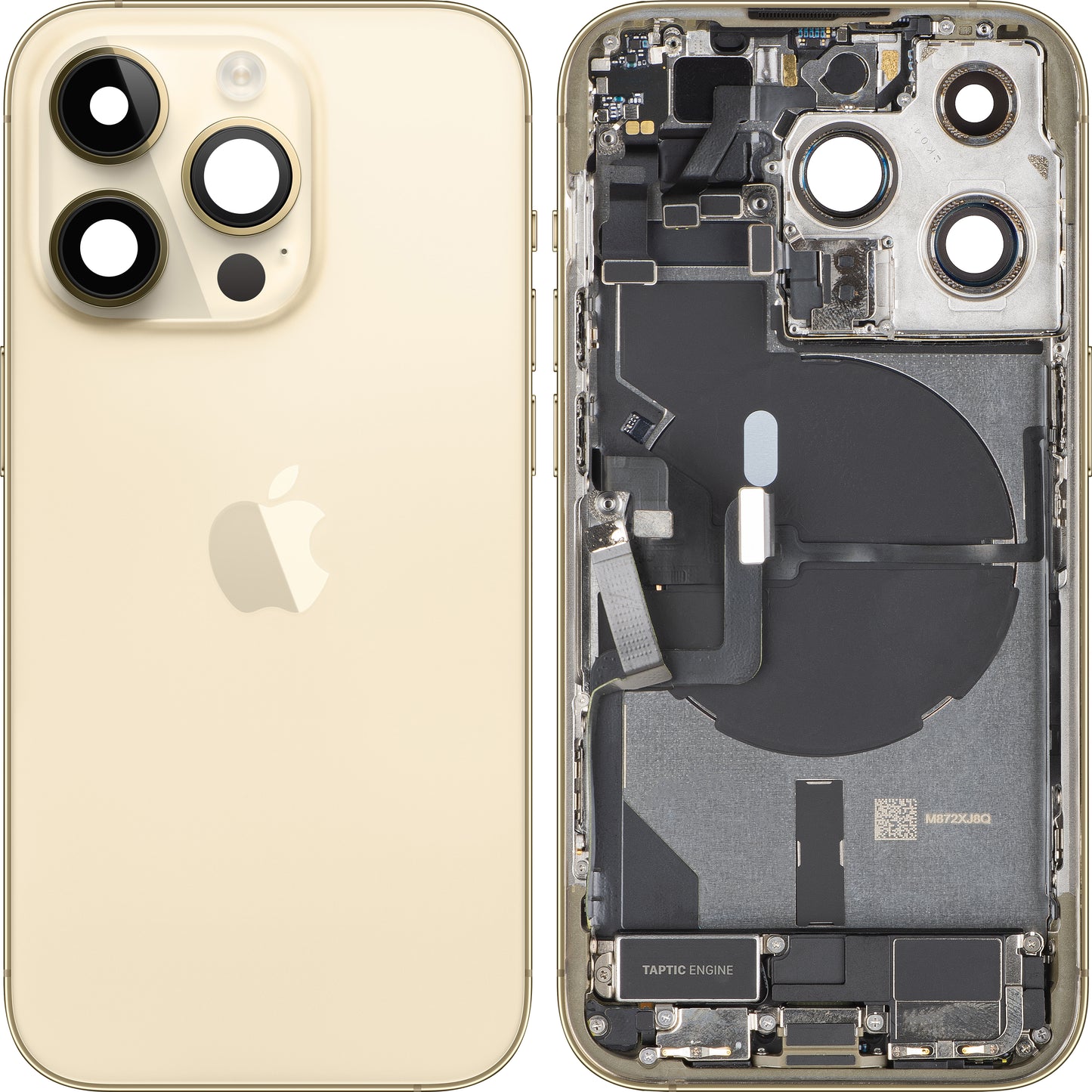 Batteridæksel Apple iPhone 14 Pro, med midterhus, US-version, guld, Premium Swap