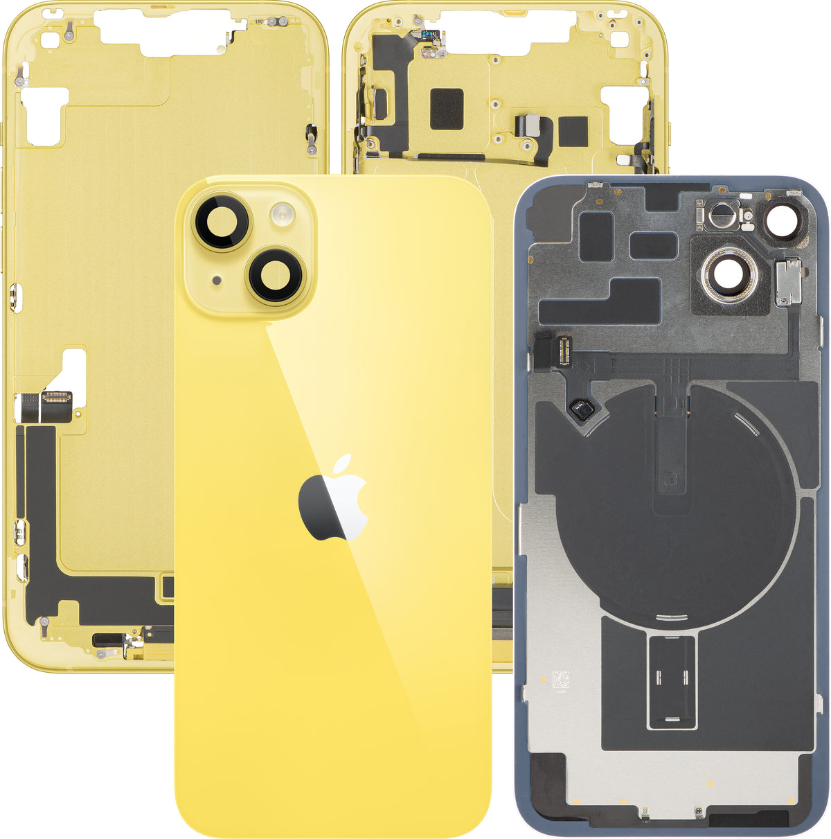 Batteridæksel Apple iPhone 14 Plus, Med Midterkasse, Fulddele, Gul, Premium Swap